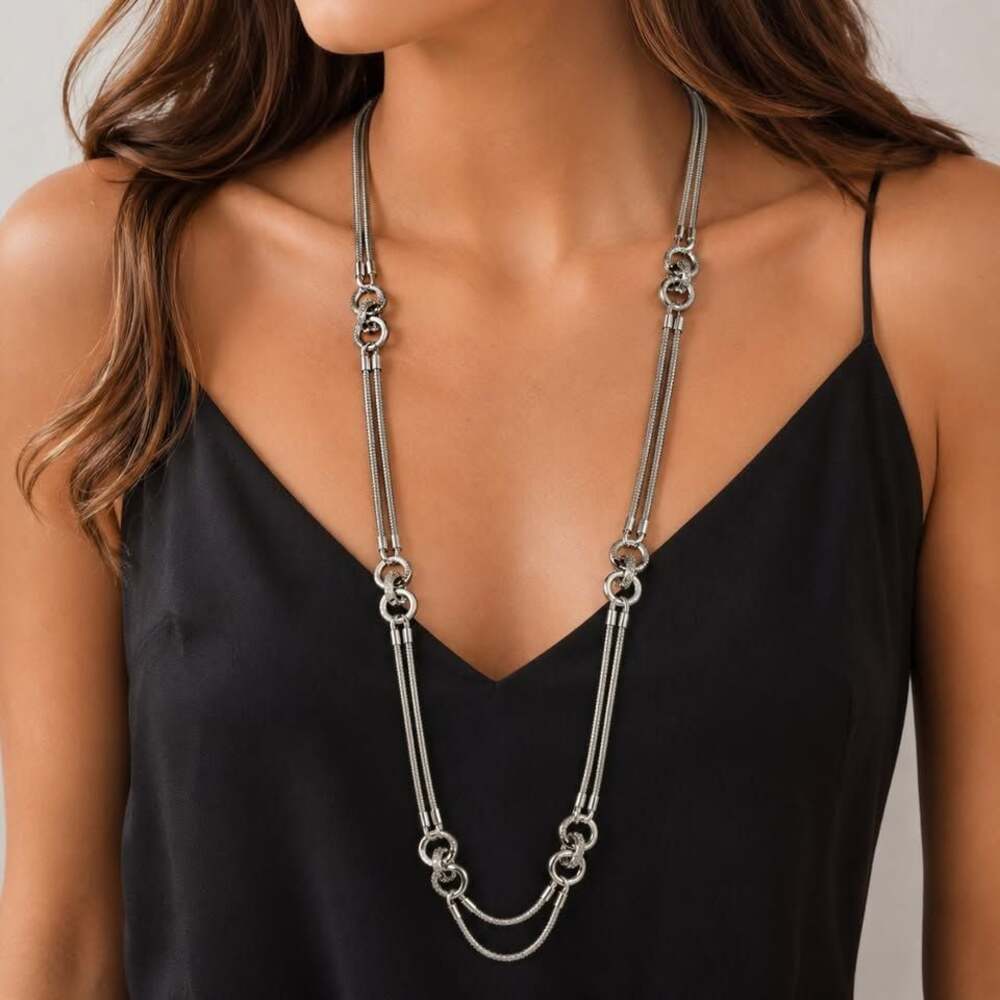 Giles & Brother NY Multi-Strand Silver Tone Statement Necklace Jewelry - NWT